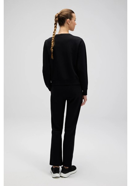 Pamuklu Regular Fit Bisiklet Yaka Logolu Sweat Bayan Sweat EF553 fırsatları