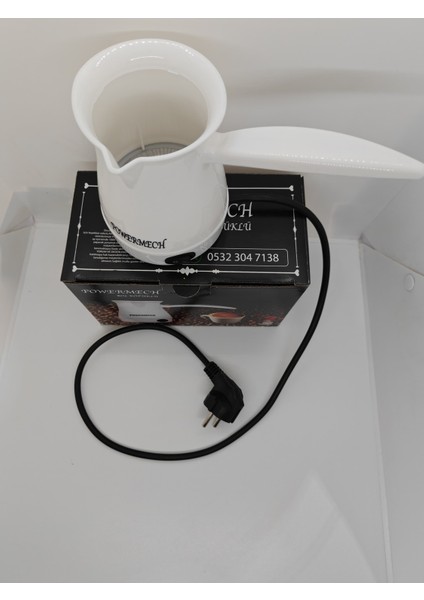 Büyük Köpüklü Elektrikli Cezve, 4 Fincan, 330 ml Kapasiteli, Beyaz Renkli