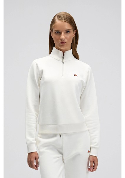 Pamuklu Regular Fit Yarım Fermuarlı Dik Yaka Sweat Bayan Sweat EF557