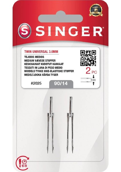 Iki Adet 3mm Çift Iğne, 14 Numara, Blister Pakette, Kullanıma Hazır.