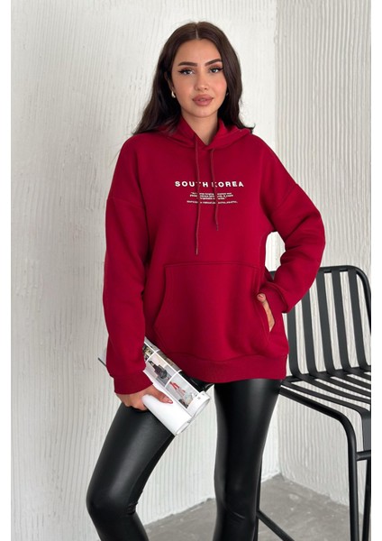 Kadın Güney Kore Şehir Baskılı Kapüşonlu Sweatshirt – Sokak & Kültürel Stil