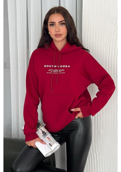 Kadın Güney Kore Şehir Baskılı Kapüşonlu Sweatshirt – Sokak & Kültürel Stil fiyatları