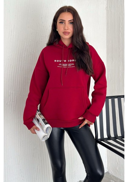 Kadın Güney Kore Şehir Baskılı Kapüşonlu Sweatshirt – Sokak & Kültürel Stil modelleri