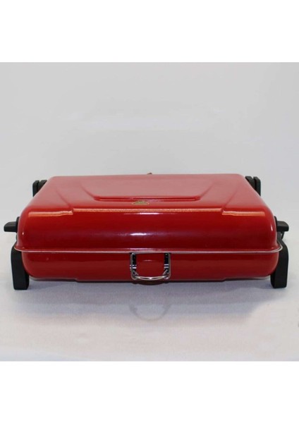 Kırmızı Elektrikli Çiftli Izgara 1200W Üstten Pişirme Büyük Boy