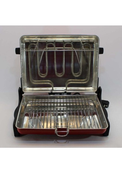 Kırmızı Elektrikli Çiftli Izgara 1200W Üstten Pişirme Büyük Boy modelleri