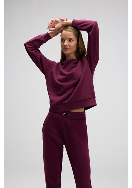 Pamuklu Regular Fit Bisiklet Yaka Logolu Sweat Bayan Sweat EF553 modelleri