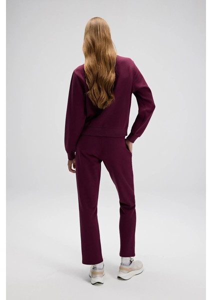 Pamuklu Regular Fit Bisiklet Yaka Logolu Sweat Bayan Sweat EF553