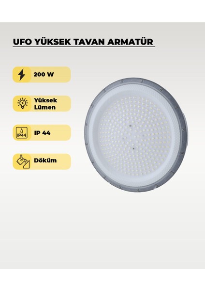 Yüksek Tavan Ufo Armatür 200W - 6500K Beyaz Işık