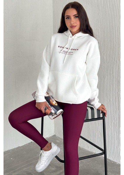 Kadın Güney Kore Şehir Baskılı Kapüşonlu Sweatshirt – Sokak & Kültürel Stil fiyatları
