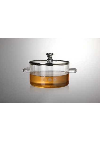 Turuncu 1700CC Ayıcık Figürlü Isıya Dayanıklı Cam Tencere modelleri