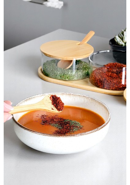 2'li Bambu Kapaklı Cam Baharatlık Seti, Kaşıklı Standlı Tuzluk ve Biberlik fiyatları