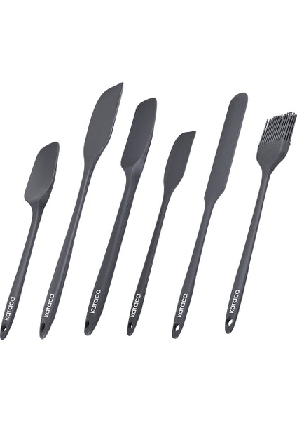 6 Parça Silikon Servis Seti Antrasit, Dayanıklı ve Şık Mutfak Gereciği