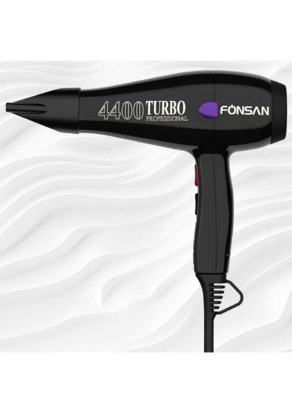 PRF-4400 Turbo Profesyonel 2400W Siyah Fön Makinesi, Güçlü ve Şık Tasarım
