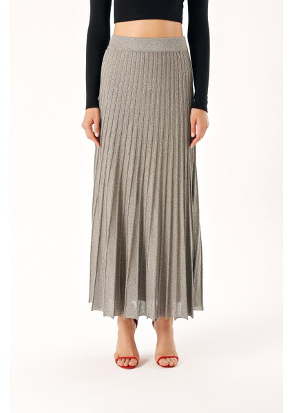 Antrasit Astarlı Pileli Midi Triko Etek 28854 fiyatları