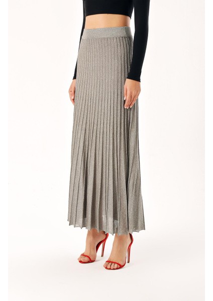 Antrasit Astarlı Pileli Midi Triko Etek 28854 modelleri