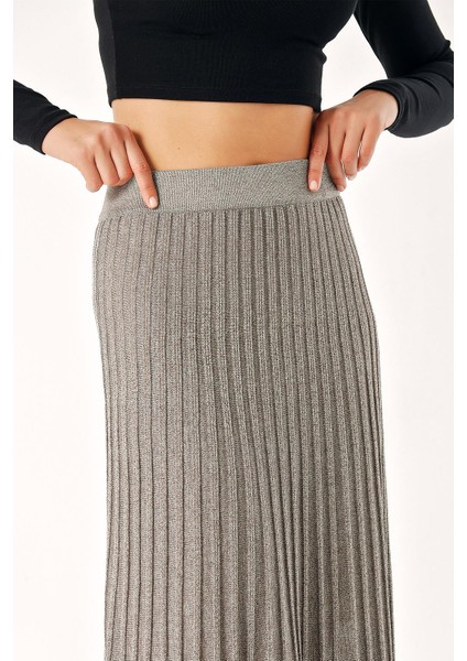 Antrasit Astarlı Pileli Midi Triko Etek 28854 indirimleri