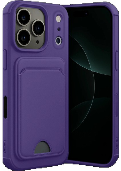 Apple iPhone 17 Pro Kelvin Kartvizitli Silikon - Derin Mor