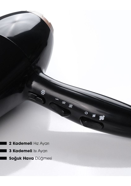 Hız ve Isı Ayarlı Profesyonel Saç Kurutma Makinesi, Şık Siyah Tasarım fiyatları
