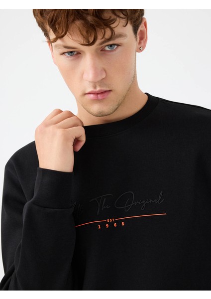 Regular Fit Siyah Erkek Sweatshirt LF2041227 modelleri