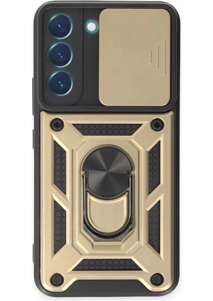 Samsung Galaxy S24 Kılıf Pars Lens Yüzüklü Silikon - Gold