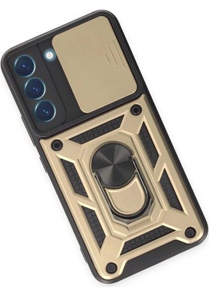 Samsung Galaxy S24 Kılıf Pars Lens Yüzüklü Silikon - Gold modelleri