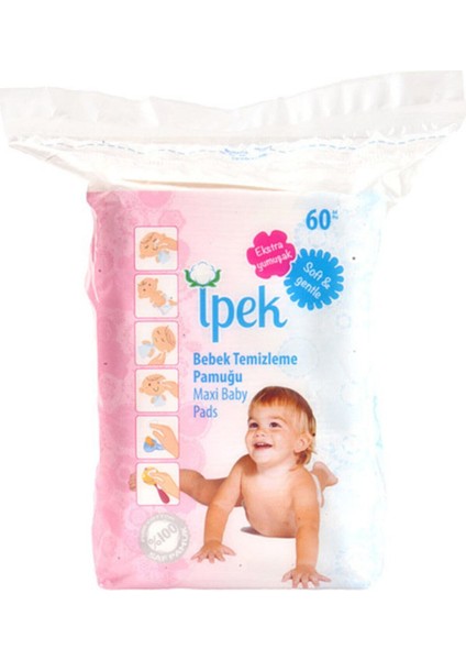 Ipek Bebek Temizleme Pamugu 60 Yaprakli x 4 Adet, 240 Yaprak