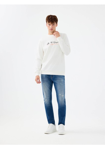 Regular Fit Beyaz Erkek Sweatshirt LF2041227 fiyatları