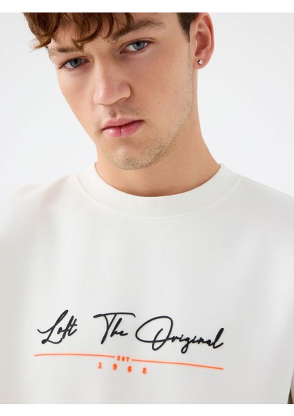 Regular Fit Beyaz Erkek Sweatshirt LF2041227 fırsatları