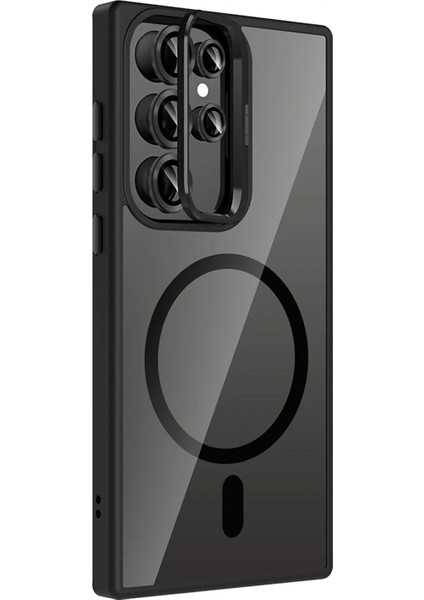 Samsung Galaxy S24 Ultra Remim Lensli Magsafe Standlı Kapak - Siyah fiyatları