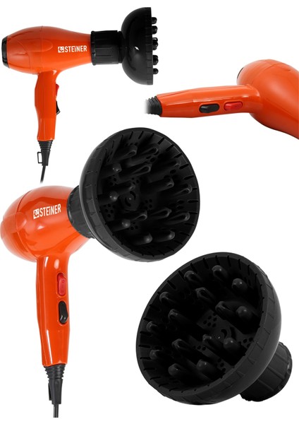 Güçlü 3600W Profesyonel Saç Kurutma Makinesi Seti, Difüzör ve Başlıklar