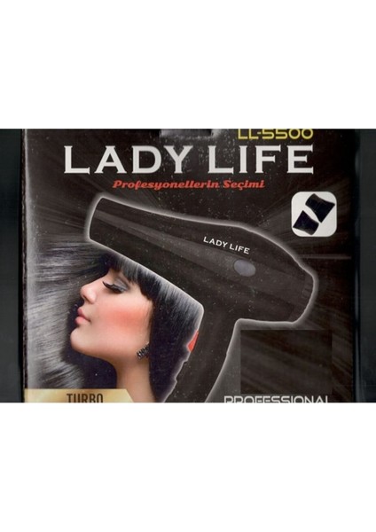 Lady Life Profesyonel Saç Kurutma Makinesi, Siyah, Hızlı ve Güçlü Kurutma Özelliği