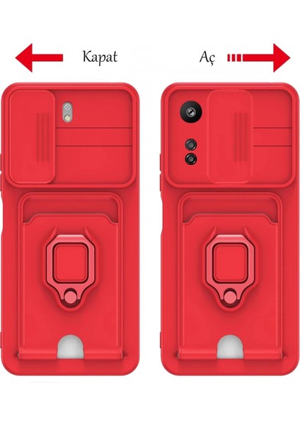 Xiaomi Redmi 13C Kılıf Zuma Kartvizitli Yüzüklü Silikon - Yeşil