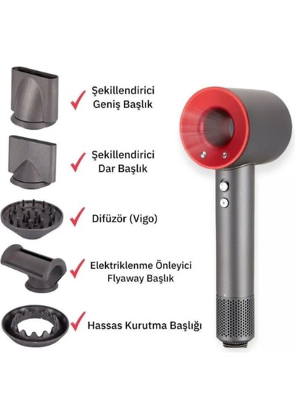 5 Fonksiyonlu Güçlü Saç Kurutma ve Fön Makinesi, Siyah Renk modelleri