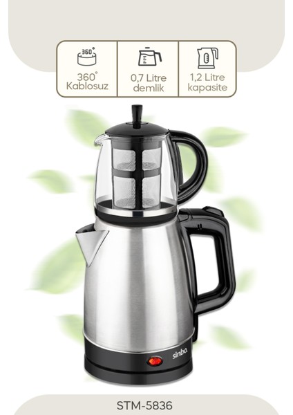 Iki Fonksiyonlu Elektrikli Çay Makinesi, Şık Bordo Renk Seçeneği ile Kolay Kullanım