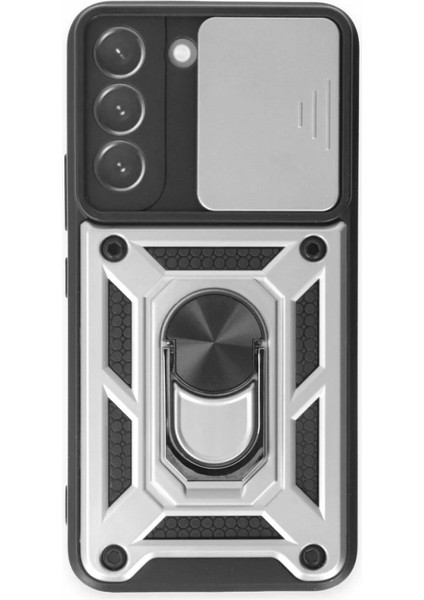 Samsung Galaxy S24 Kılıf Pars Lens Yüzüklü Silikon - Gümüş