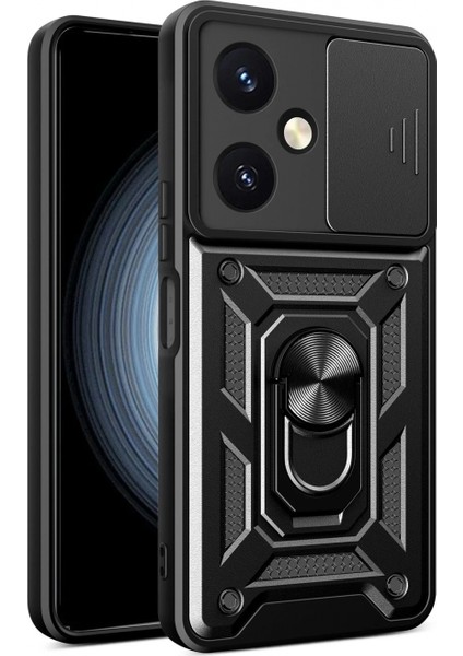 Vivo Y27 Kılıf Pars Lens Yüzüklü Silikon - Siyah