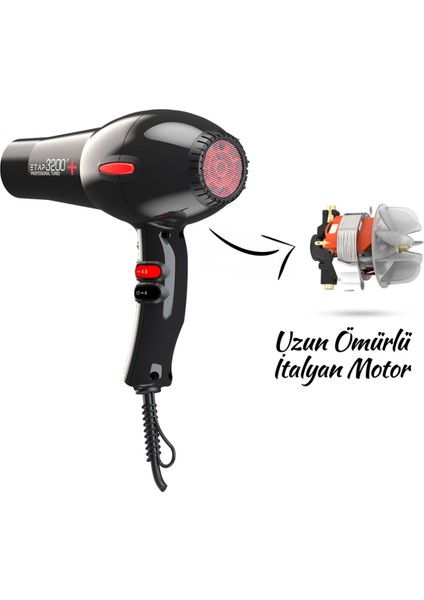Yüksek Güçlü Profesyonel Saç Fön Makinesi, Turbo 2400W, Siyah fiyatları