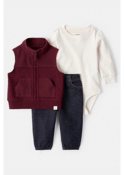 Erkek Bebek Kırmızı Yelekli Set