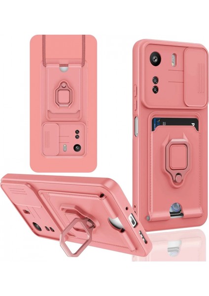 Xiaomi Redmi 13C Kılıf Zuma Kartvizitli Yüzüklü Silikon - Pembe