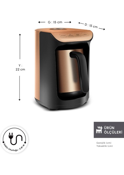 Hatır Köz Steel Çelik Cezveli Türk Kahve Makinesi 5 Fincan Kapasiteli Bronz fiyatları