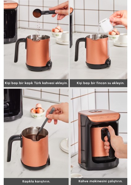 Hatır Köz Steel Çelik Cezveli Türk Kahve Makinesi 5 Fincan Kapasiteli Bronz fırsatları