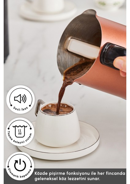 Hatır Köz Steel Çelik Cezveli Türk Kahve Makinesi 5 Fincan Kapasiteli Bronz indirimleri