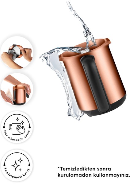 Hatır Köz Steel Çelik Cezveli Türk Kahve Makinesi 5 Fincan Kapasiteli Bronz