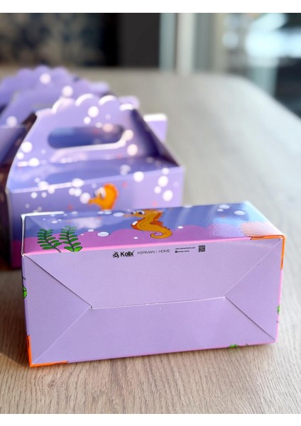 Denizatı Kutusu 25 'li El Tutmalı Çanta Doğum Günü Hediye Kutusu Pasta Kutusu