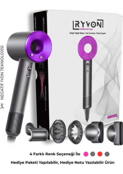 Yüksek Performanslı Çok Başlıklı Saç Kurutma Cihazı Mor Renkli