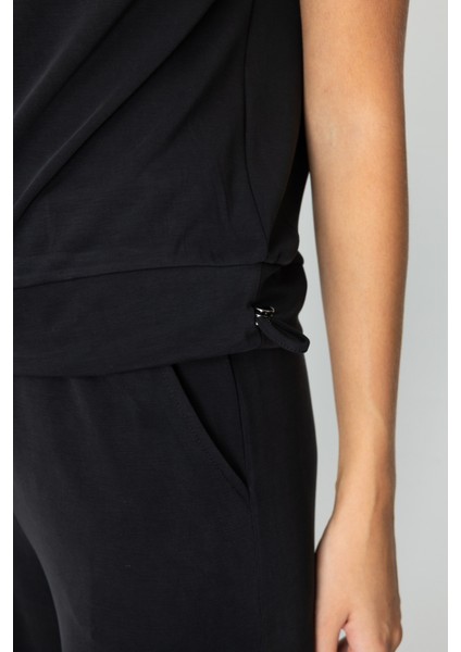 Kadın Sıfır Yaka Kolları Dikişli Bluz 66355 Siyah modelleri