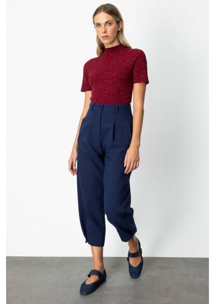 Kadın Paçası Düğmeli Fleto Cepli Pantolon 64137 Lacivert fiyatları