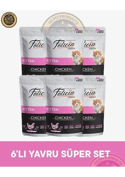 Pouch Yavru Tavuk Yaş Kedi Maması 6X85GR