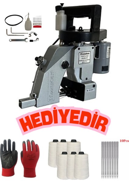 Gri Çuval Kapama Makinesi ve Ipi Seti, Dikiş ve Düğüm Için Uygun