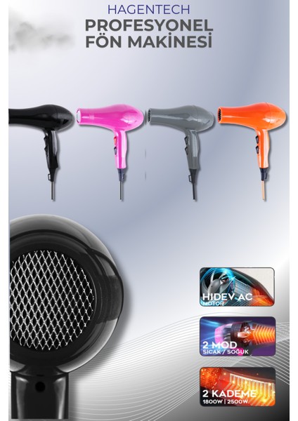 Siyah 2500W Profesyonel Saç Kurutma Makinesi, Güçlü ve Hızlı Kurutma Özelliği fiyatları